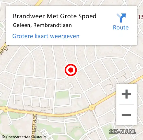 Locatie op kaart van de 112 melding: Brandweer Met Grote Spoed Naar Geleen, Rembrandtlaan op 12 november 2018 18:35