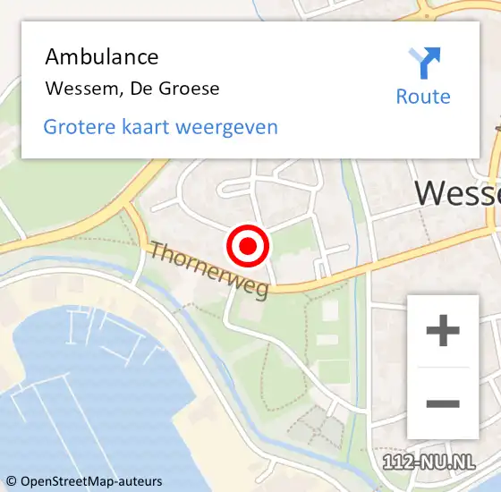 Locatie op kaart van de 112 melding: Ambulance Wessem, De Groese op 14 maart 2014 13:14