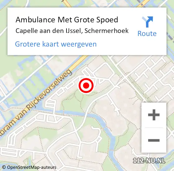 Locatie op kaart van de 112 melding: Ambulance Met Grote Spoed Naar Capelle aan den IJssel, Schermerhoek op 12 november 2018 19:53