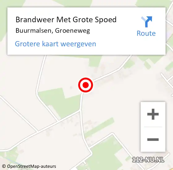 Locatie op kaart van de 112 melding: Brandweer Met Grote Spoed Naar Buurmalsen, Groeneweg op 12 november 2018 20:52