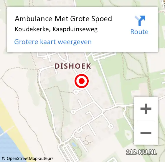 Locatie op kaart van de 112 melding: Ambulance Met Grote Spoed Naar Koudekerke, Kaapduinseweg op 12 november 2018 22:00