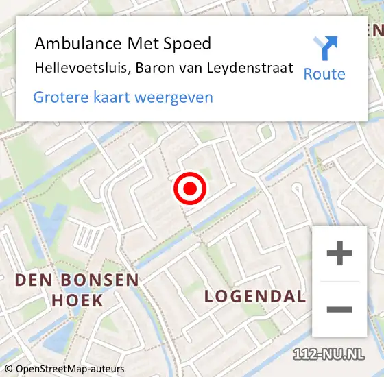 Locatie op kaart van de 112 melding: Ambulance Met Spoed Naar Hellevoetsluis, Baron van Leydenstraat op 12 november 2018 22:17