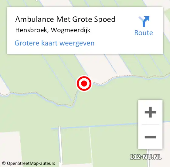 Locatie op kaart van de 112 melding: Ambulance Met Grote Spoed Naar Hensbroek, Wogmeerdijk op 13 november 2018 01:36