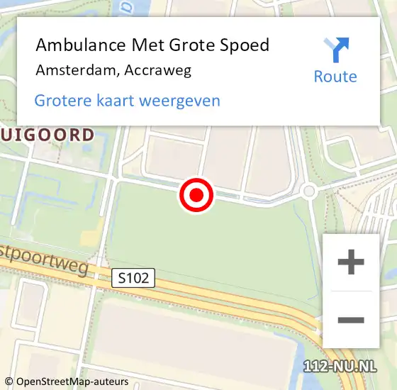 Locatie op kaart van de 112 melding: Ambulance Met Grote Spoed Naar Amsterdam, Accraweg op 13 november 2018 06:50