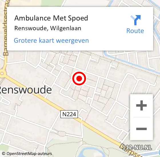 Locatie op kaart van de 112 melding: Ambulance Met Spoed Naar Renswoude, Wilgenlaan op 14 maart 2014 13:37