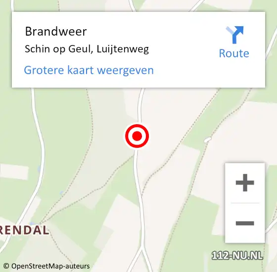 Locatie op kaart van de 112 melding: Brandweer Schin op Geul, Luijtenweg op 14 maart 2014 13:40