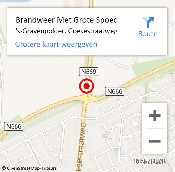 Locatie op kaart van de 112 melding: Brandweer Met Grote Spoed Naar 's-Gravenpolder, Goesestraatweg op 13 november 2018 08:42