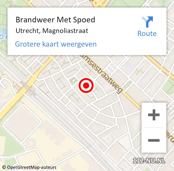 Locatie op kaart van de 112 melding: Brandweer Met Spoed Naar Utrecht, Magnoliastraat op 13 november 2018 09:40