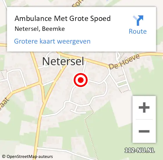 Locatie op kaart van de 112 melding: Ambulance Met Grote Spoed Naar Netersel, Beemke op 13 november 2018 10:22