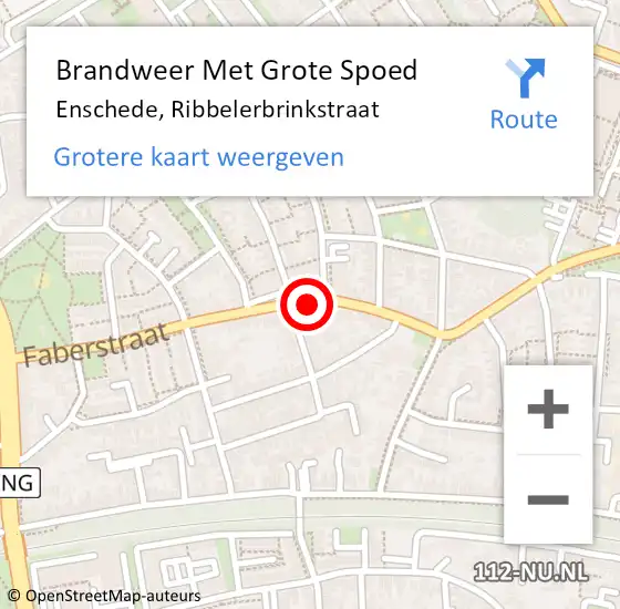 Locatie op kaart van de 112 melding: Brandweer Met Grote Spoed Naar Enschede, Ribbelerbrinkstraat op 13 november 2018 10:59