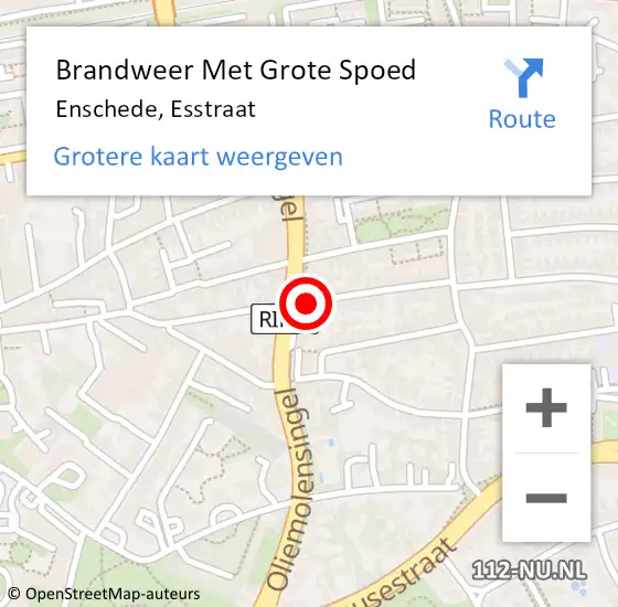 Locatie op kaart van de 112 melding: Brandweer Met Grote Spoed Naar Enschede, Esstraat op 13 november 2018 11:44