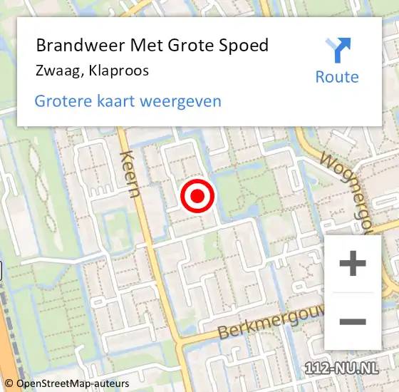 Locatie op kaart van de 112 melding: Brandweer Met Grote Spoed Naar Zwaag, Klaproos op 13 november 2018 11:50