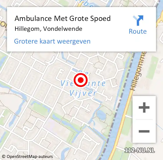 Locatie op kaart van de 112 melding: Ambulance Met Grote Spoed Naar Hillegom, Vondelwende op 13 november 2018 12:12