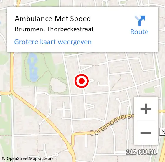 Locatie op kaart van de 112 melding: Ambulance Met Spoed Naar Brummen, Thorbeckestraat op 13 november 2018 12:48