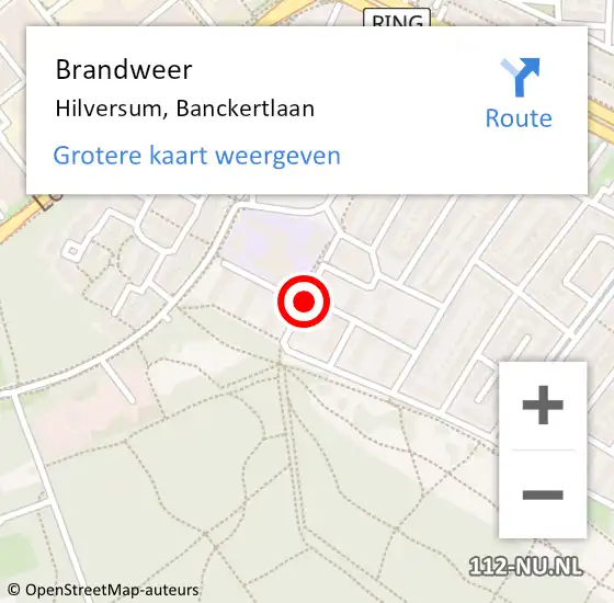 Locatie op kaart van de 112 melding: Brandweer Hilversum, Banckertlaan op 13 november 2018 13:31