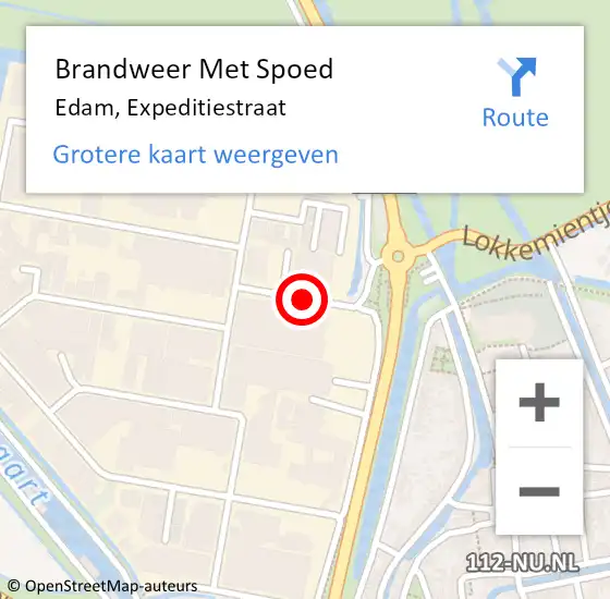 Locatie op kaart van de 112 melding: Brandweer Met Spoed Naar Edam, Expeditiestraat op 13 november 2018 13:36