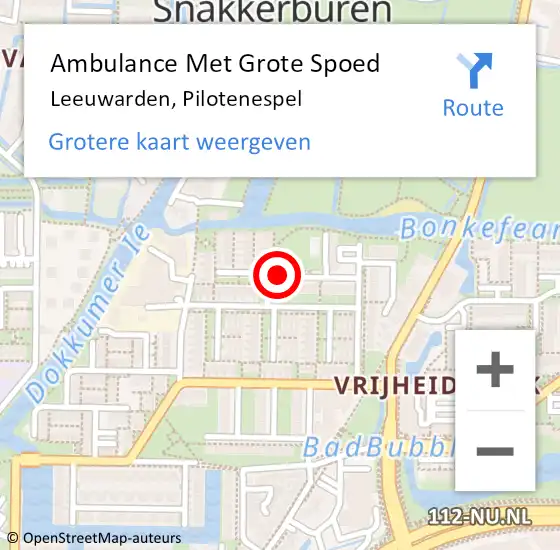 Locatie op kaart van de 112 melding: Ambulance Met Grote Spoed Naar Leeuwarden, Pilotenespel op 13 november 2018 14:01