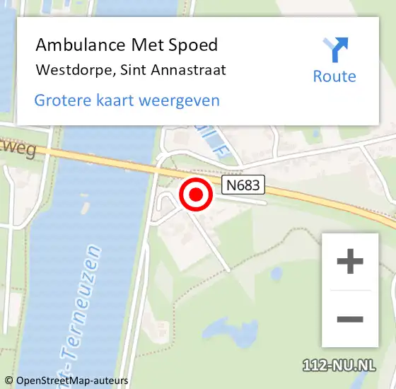 Locatie op kaart van de 112 melding: Ambulance Met Spoed Naar Westdorpe, Sint Annastraat op 13 november 2018 14:04