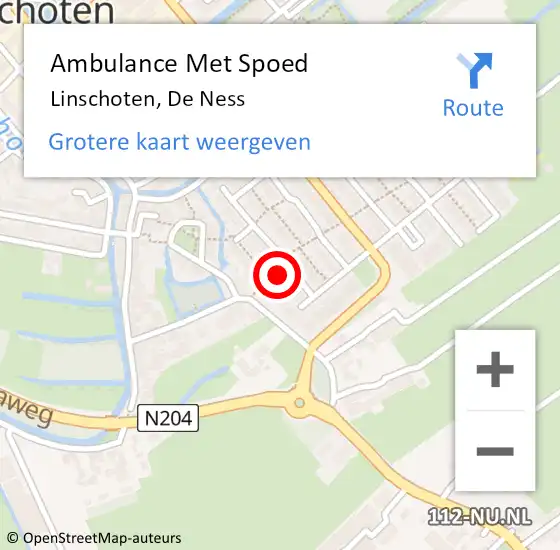 Locatie op kaart van de 112 melding: Ambulance Met Spoed Naar Linschoten, De Ness op 14 maart 2014 14:13