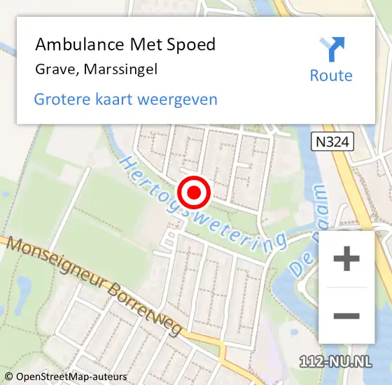 Locatie op kaart van de 112 melding: Ambulance Met Spoed Naar Grave, Marssingel op 13 november 2018 15:00