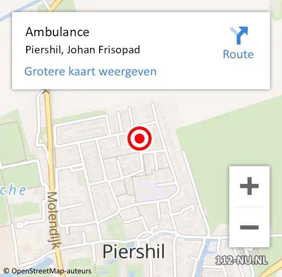 Locatie op kaart van de 112 melding: Ambulance Piershil, Johan Frisopad op 13 november 2018 15:05