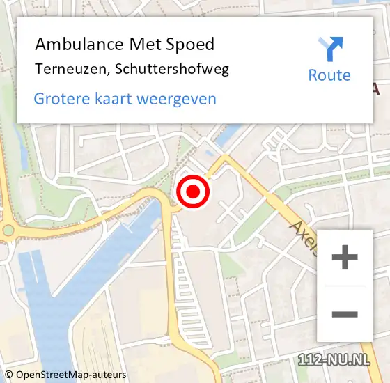 Locatie op kaart van de 112 melding: Ambulance Met Spoed Naar Terneuzen, Schuttershofweg op 13 november 2018 15:33