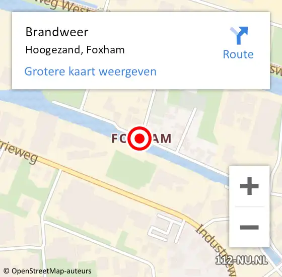 Locatie op kaart van de 112 melding: Brandweer Hoogezand, Foxham op 13 november 2018 15:41