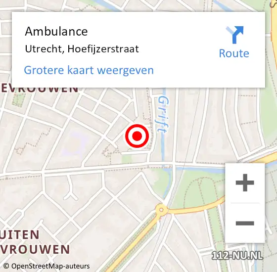 Locatie op kaart van de 112 melding: Ambulance Utrecht, Hoefijzerstraat op 14 maart 2014 14:20