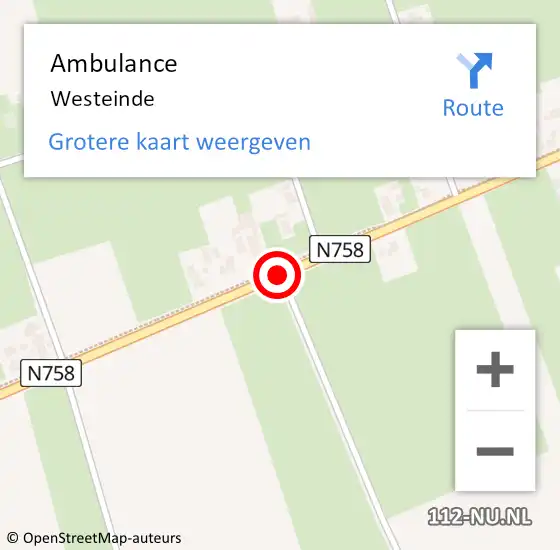 Locatie op kaart van de 112 melding: Ambulance Westeinde op 13 november 2018 15:46