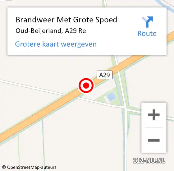 Locatie op kaart van de 112 melding: Brandweer Met Grote Spoed Naar Oud-Beijerland, A29 Re op 13 november 2018 16:17