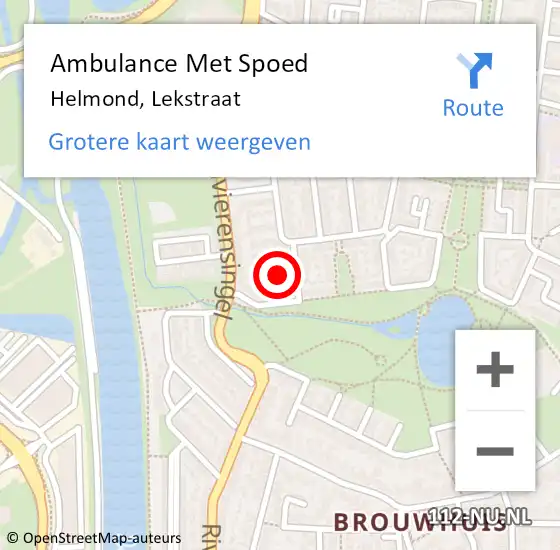 Locatie op kaart van de 112 melding: Ambulance Met Spoed Naar Helmond, Lekstraat op 13 november 2018 16:52