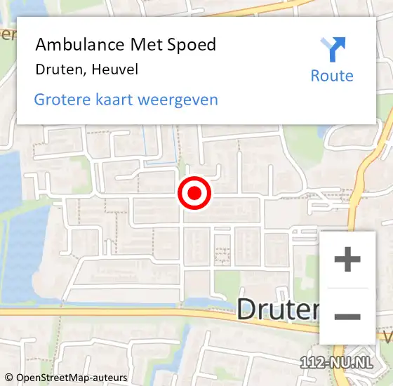 Locatie op kaart van de 112 melding: Ambulance Met Spoed Naar Druten, Heuvel op 13 november 2018 17:05