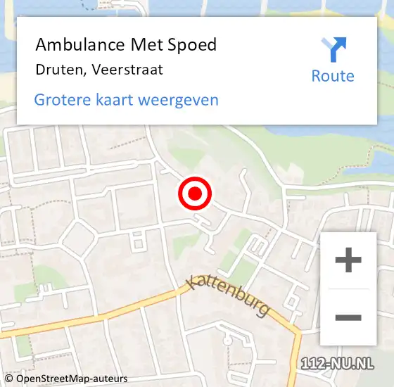 Locatie op kaart van de 112 melding: Ambulance Met Spoed Naar Druten, Veerstraat op 13 november 2018 17:44