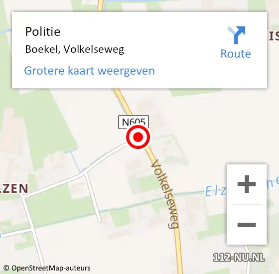 Locatie op kaart van de 112 melding: Politie Boekel, Volkelseweg op 13 november 2018 18:08