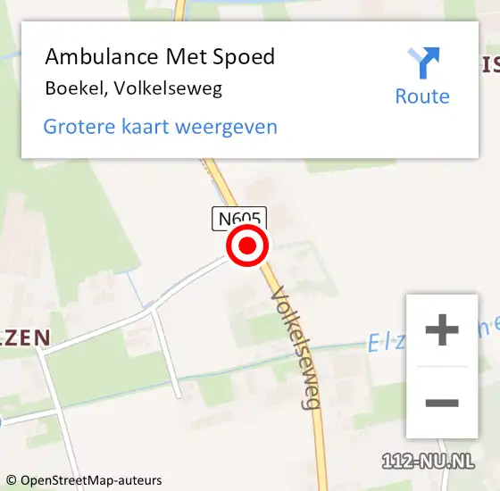 Locatie op kaart van de 112 melding: Ambulance Met Spoed Naar Boekel, Volkelseweg op 13 november 2018 18:10