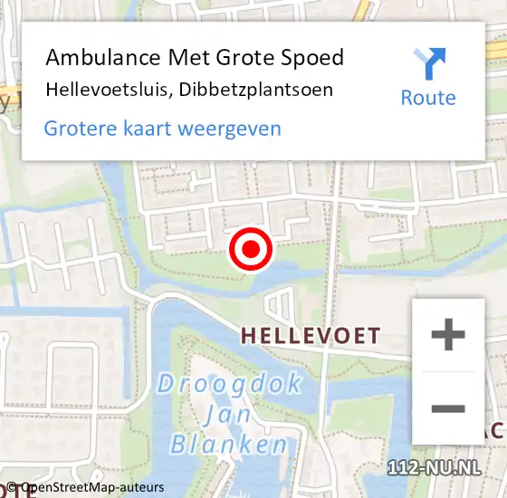 Locatie op kaart van de 112 melding: Ambulance Met Grote Spoed Naar Hellevoetsluis, Dibbetzplantsoen op 13 november 2018 18:11