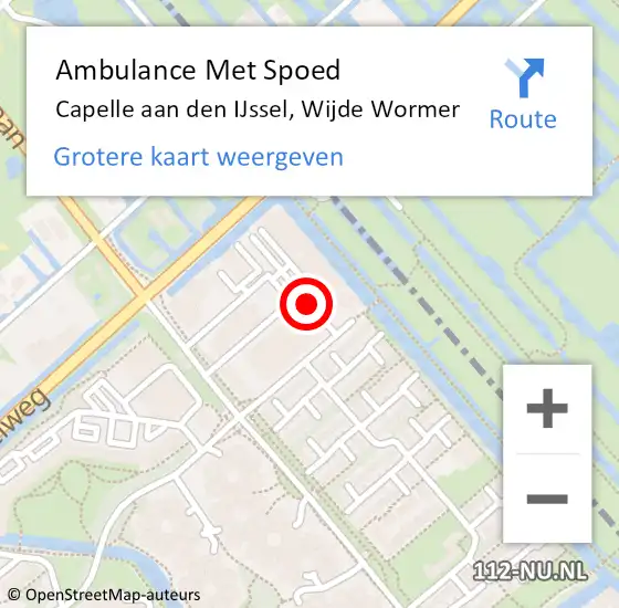 Locatie op kaart van de 112 melding: Ambulance Met Spoed Naar Capelle aan den IJssel, Wijde Wormer op 13 november 2018 18:56