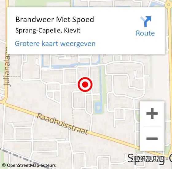 Locatie op kaart van de 112 melding: Brandweer Met Spoed Naar Sprang-Capelle, Kievit op 13 november 2018 19:16