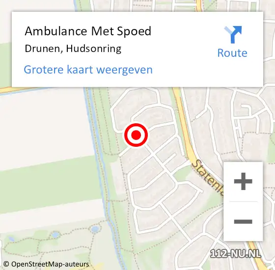 Locatie op kaart van de 112 melding: Ambulance Met Spoed Naar Drunen, Hudsonring op 13 november 2018 19:32