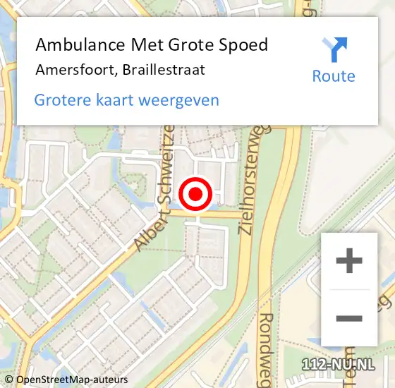 Locatie op kaart van de 112 melding: Ambulance Met Grote Spoed Naar Amersfoort, Braillestraat op 13 november 2018 19:36
