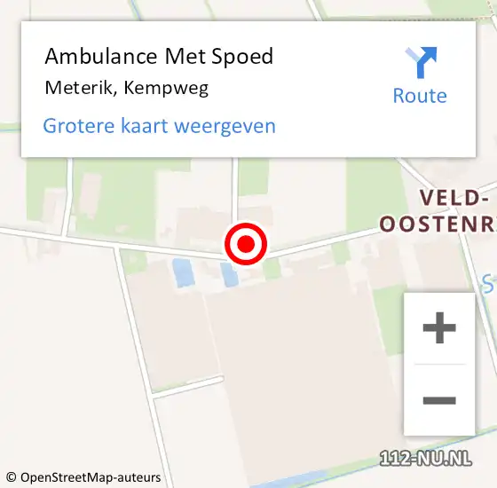 Locatie op kaart van de 112 melding: Ambulance Met Spoed Naar Meterik, Kempweg op 14 maart 2014 14:43