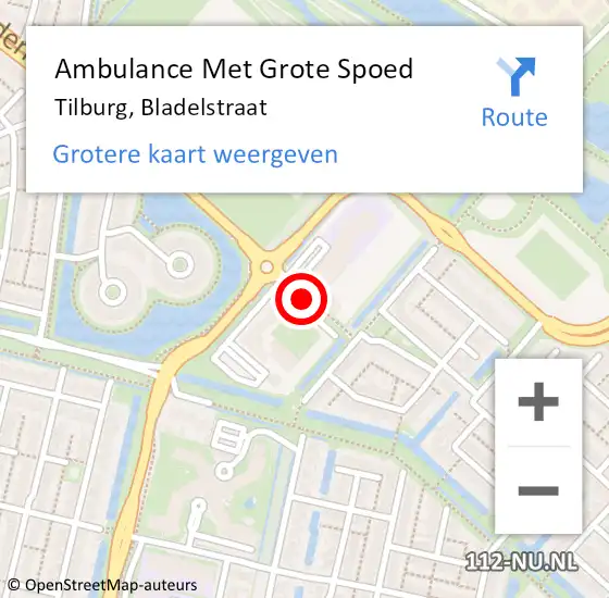 Locatie op kaart van de 112 melding: Ambulance Met Grote Spoed Naar Tilburg, Bladelstraat op 13 november 2018 20:54