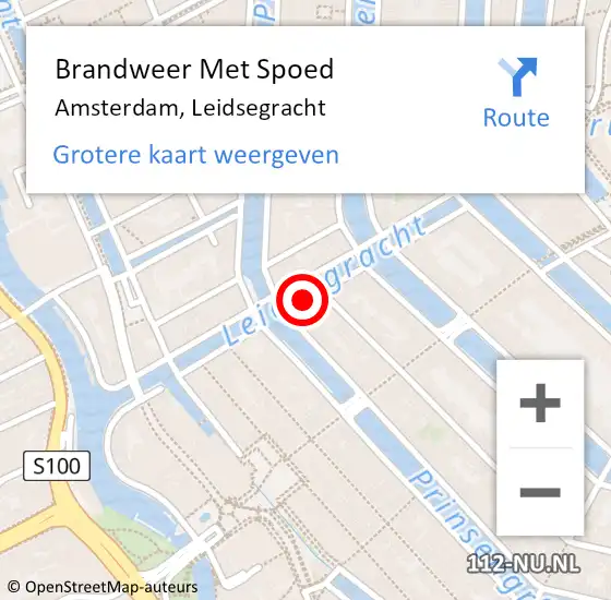 Locatie op kaart van de 112 melding: Brandweer Met Spoed Naar Amsterdam, Leidsegracht op 13 november 2018 22:06
