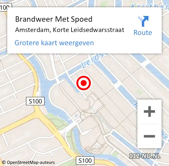 Locatie op kaart van de 112 melding: Brandweer Met Spoed Naar Amsterdam, Korte Leidsedwarsstraat op 13 november 2018 22:25