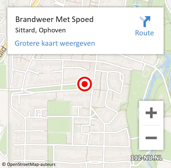 Locatie op kaart van de 112 melding: Brandweer Met Spoed Naar Sittard, Ophoven op 13 november 2018 22:56