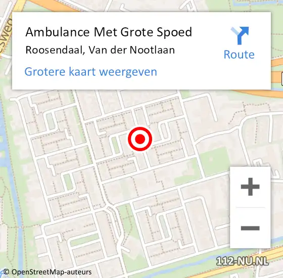 Locatie op kaart van de 112 melding: Ambulance Met Grote Spoed Naar Roosendaal, Van der Nootlaan op 14 november 2018 00:38