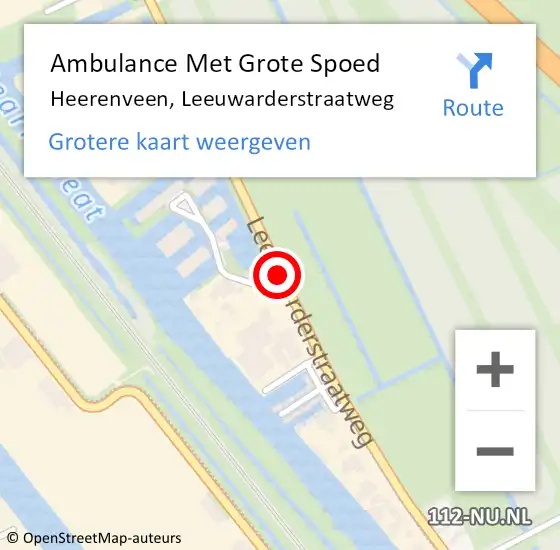 Locatie op kaart van de 112 melding: Ambulance Met Grote Spoed Naar Heerenveen, Leeuwarderstraatweg op 25 september 2013 12:38