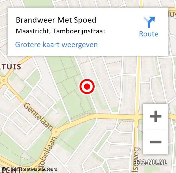 Locatie op kaart van de 112 melding: Brandweer Met Spoed Naar Maastricht, Tamboerijnstraat op 14 november 2018 02:38