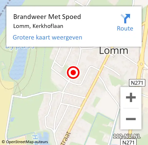 Locatie op kaart van de 112 melding: Brandweer Met Spoed Naar Lomm, Kerkhoflaan op 14 november 2018 05:38