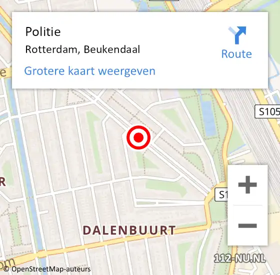 Locatie op kaart van de 112 melding: Politie Rotterdam, Beukendaal op 14 november 2018 07:14